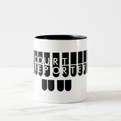 Court reporter keys black white Two_Tone coffee mug
