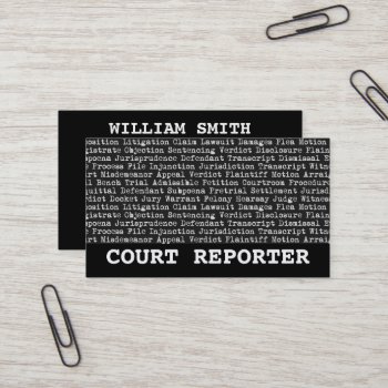 Court Reporter Legal Terminology Business Card by businessCardsRUs at Zazzle