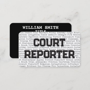 Court Reporter Legal Words Business Card by businessCardsRUs at Zazzle