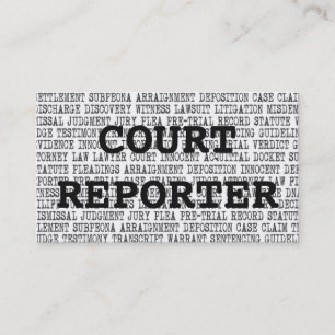 Court Reporter Legal Words Business Card