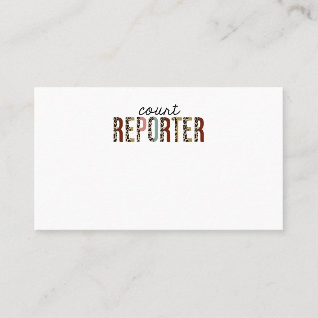 Court Reporter Leopard Print Funny Business Card (Front)