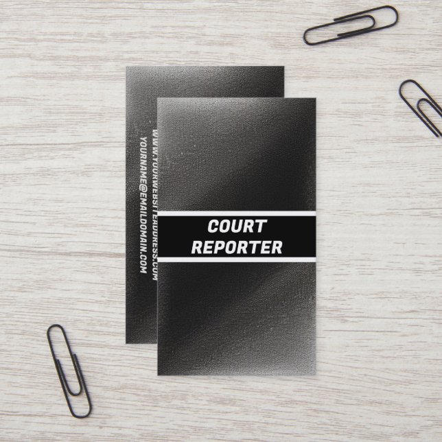 Court Reporter Modern Business Card (Front/Back In Situ)