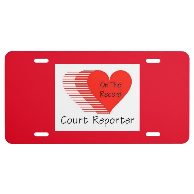 Court Reporter Record License Plate (Front)