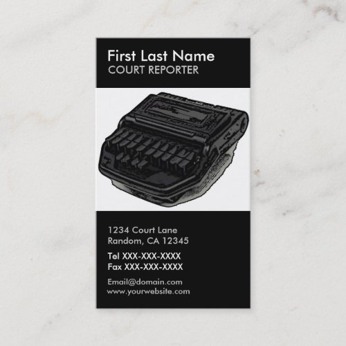 Court reporter steno machine vertical custom cards business card template