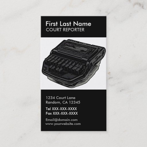 Customizable Court reporter steno machine vertical custom cards business card template