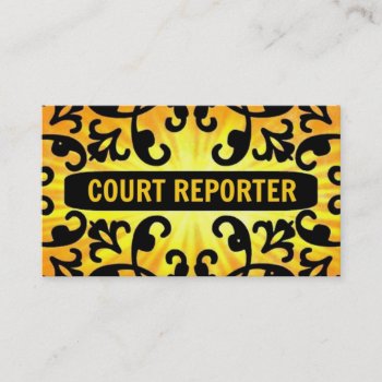 Court Reporter Sunshine Damask Business Card by businessCardsRUs at Zazzle
