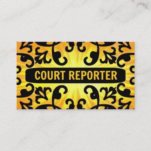 Customizable Court Reporter Sunshine Damask Business Card