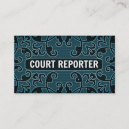 Court Reporter Teal Damask Business Card