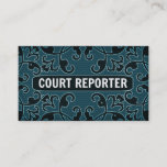 Court Reporter Teal Damask Business Card at Zazzle