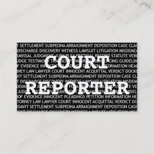 Court Reporter Words Business Card