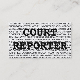 Court Reporter Words Business Card