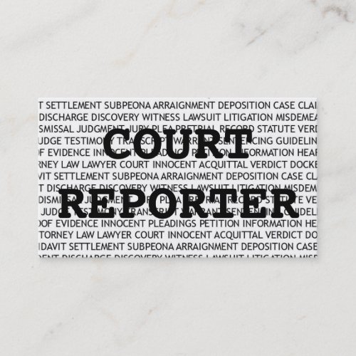 Court Reporter Words Business Card