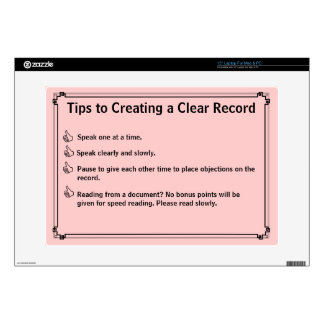 Court Reporter's Instructions for a Clean Record Laptop Decals