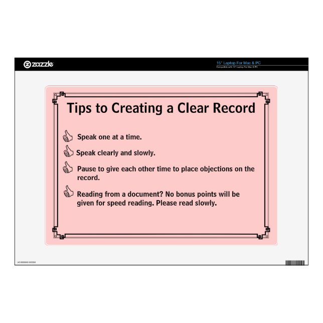 Court Reporter's Instructions for a Clean Record Laptop Decals (Product)