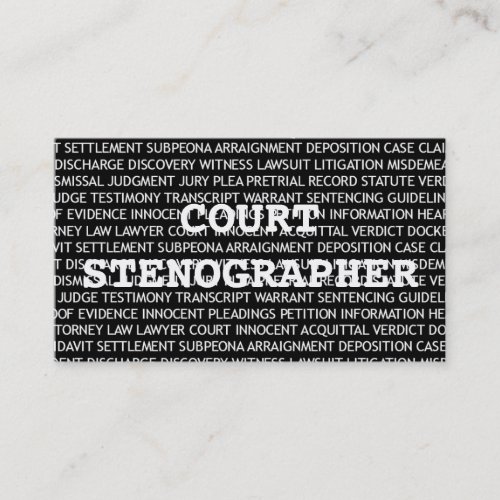 Court Stenographer Words Business Card