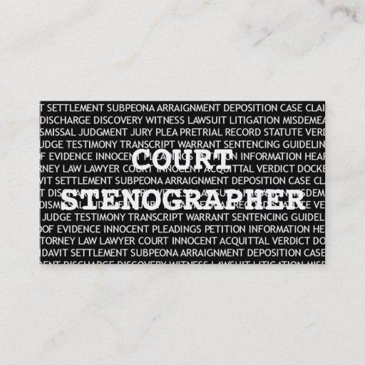 Customizable Court Stenographer Words Business Card