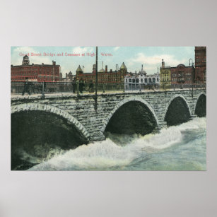 Court Street Bridge and Genesee at High Water Poster