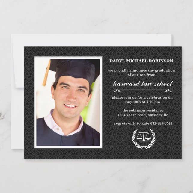 Court Symbol Photo Law School Graduation Invite (Front)
