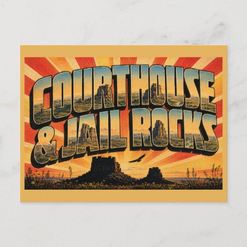 Courthouse and Jail Rocks NE Vintage Travel Art Postcard