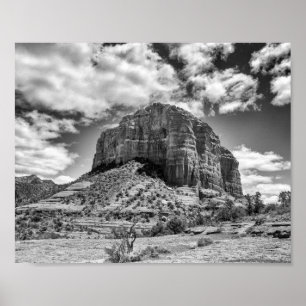 Courthouse Butte - Black & White Poster