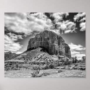 Courthouse Butte - Black & White   Poster