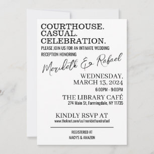 Courthouse. Casual. Cocktails. Wedding Invite
