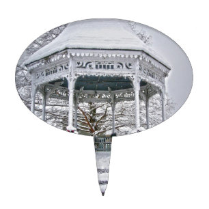 Courthouse Gazebo in the Snow Cake Topper