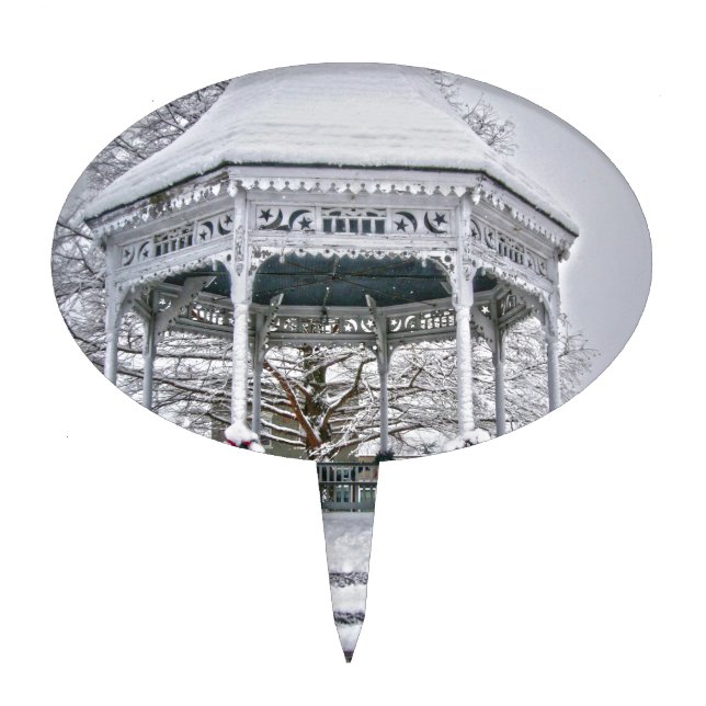 Courthouse Gazebo in the Snow Cake Topper (Front)