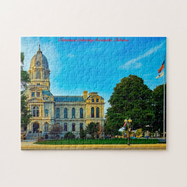 Courthouse Kosciusko Indiana. Christmas Greetings Jigsaw Puzzle (Horizontal)