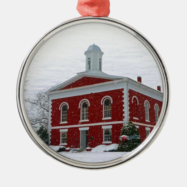 Courthouse Snow Metal Ornament (Front)