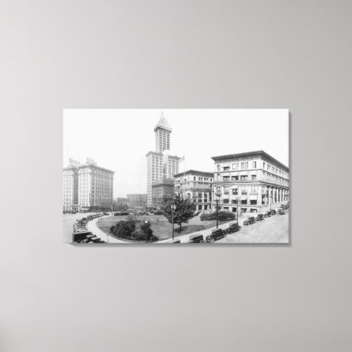 Courthouse Square and Smith Tower in Seattle Canvas Print
