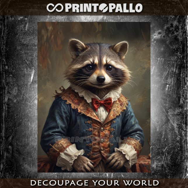 Courtier raccoon with bow tie in victorian era  tissue paper (Creator Uploaded)