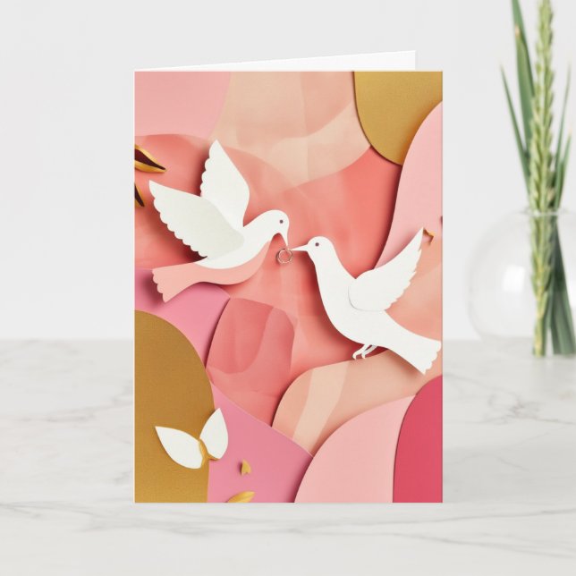 Courting Doves Interlock Rings Card (Front)