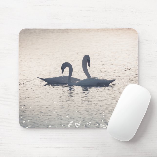 Courting Swans Nature Photo Mouse Pad (With Mouse)
