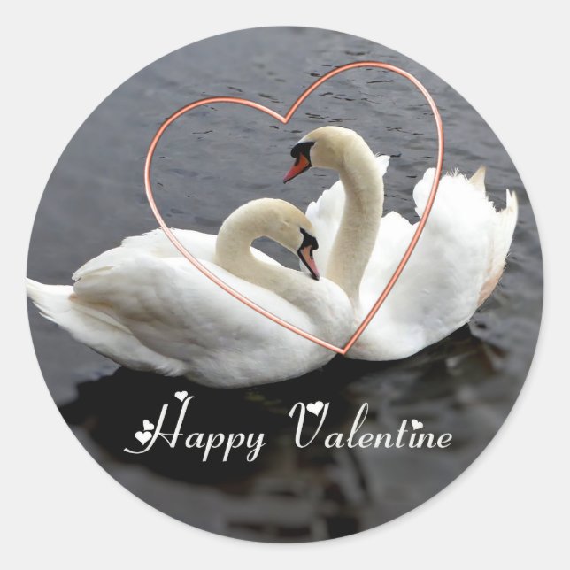 Courting swans plate classic round sticker (Front)