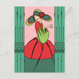COURTNEY, ART DECO: Christmas Past Holiday Postcard