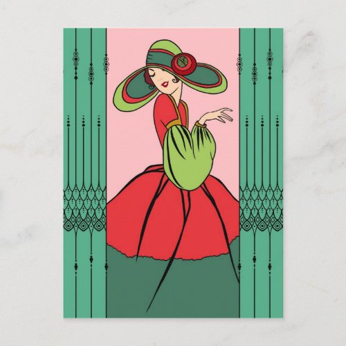 COURTNEY ART DECO Christmas Past Holiday Postcard