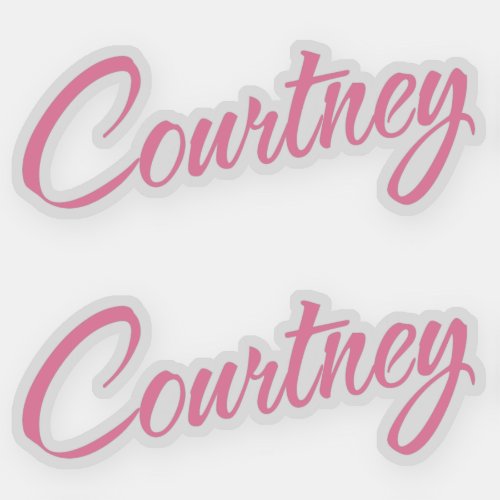 Courtney name pink decorative cursive x2 sticker