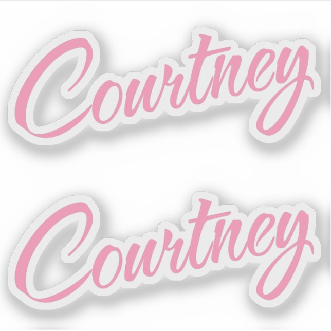Courtney name pink decorative cursive x2 sticker (Front)