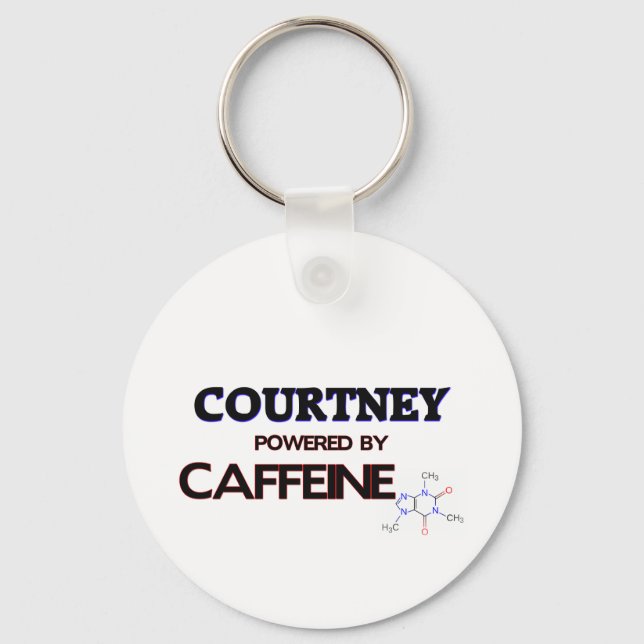 Courtney powered by caffeine keychain (Front)