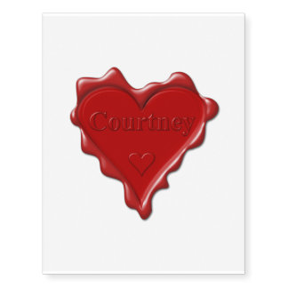 Courtney. Red heart wax seal with name Courtney Temporary Tattoos