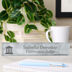 Courtroom Judge Gray Desk Name Plate