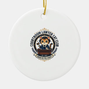 Courtroom Lawyer Cat Funny Cat Lover Design - Cour Ceramic Ornament