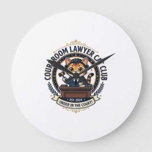 Courtroom Lawyer Cat Funny Cat Lover Design - Cour Large Clock