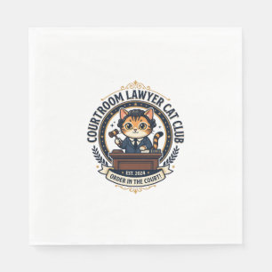 Courtroom Lawyer Cat Funny Cat Lover Design - Cour Napkins