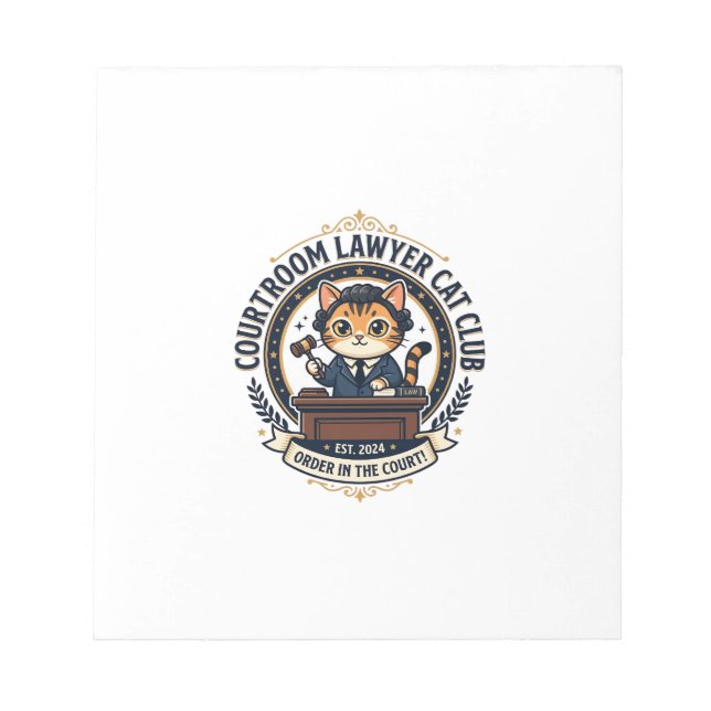 Courtroom Lawyer Cat Funny Cat Lover Design - Cour Notepad (Front)