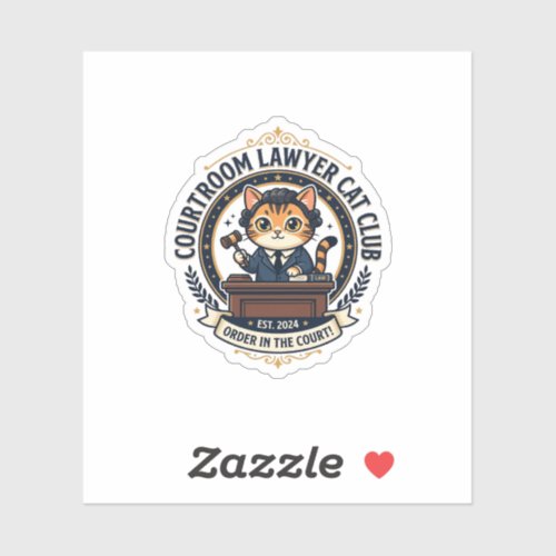 Courtroom Lawyer Cat Funny Cat Lover Design - Cour Sticker