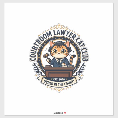 Courtroom Lawyer Cat Funny Cat Lover Design - Cour Sticker