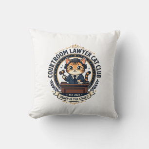 Courtroom Lawyer Cat Funny Cat Lover Design - Cour Throw Pillow
