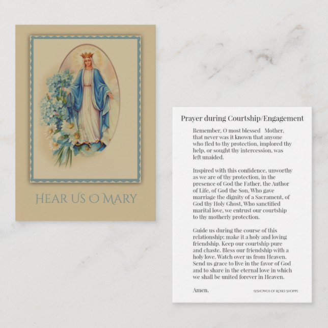 Courtship / Engagement Prayer to Mary Holy Card (Front/Back)